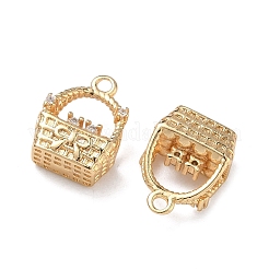 Brass Pave Clear Cubic Zirconia Pendants&nbsp;KK-C168-11G