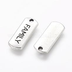 Tibetan Style Alloy Rectangle with Word Family Pendants&nbsp;TIBEP-Q043-057-RS