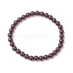 Round Natural Grade AAAA Garnet Beads Stretch Bracelets for Men Women&nbsp;BJEW-JB11825-03