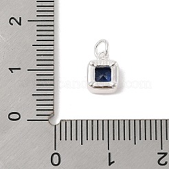 925 Sterling Silver Pave Cubic Zirconia Square Charms with Jump Rings and 925 Stamp&nbsp;STER-D288-05S-03