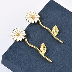 Flower Brass Stud Earrings&nbsp;EJEW-C181-05G