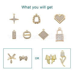 18Pcs 9 Style Alloy Crystal Rhinestone Pendants&nbsp;FIND-SW0001-30