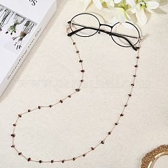 Natural Garnet Chips and Alloy Link Chains Neck Strap for Eyeglasses&nbsp;AJEW-WH20070-024A