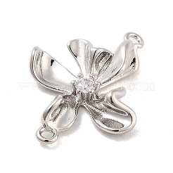 Brass Pave Clear Cubic Zirconia Connector Charms&nbsp;KK-Z061-04P