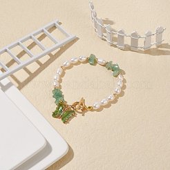 Glass Butterfly Charm Bracelet with Clear Cubic Zirconia&nbsp;BJEW-JB08640-05