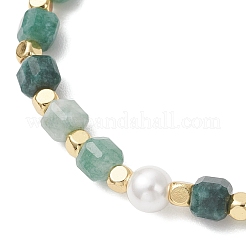 Natural Gemnstone & Brass & Shell Pearl Beaded Stretch Bracelets for Women&nbsp;BJEW-JB13499