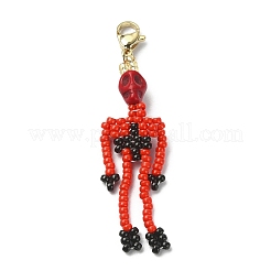 Dyed Synthetic Turquoise & Glass Seed Beaded Pendant Decorations&nbsp;HJEW-MZ00019