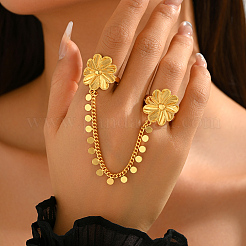 Elegant Flower Brass Double Rings Open Cuff Rings&nbsp;RC5931