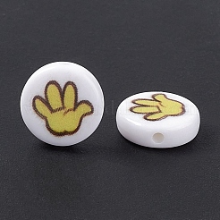 Opaque Printed Acrylic Beads&nbsp;SACR-F004-01B