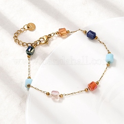 Glass Beaded Chain Bracelets&nbsp;BJEW-K237-23G