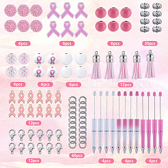 DIY October Breast Cancer Pink Awareness Ribbon Theme Beadable Pen Sets&nbsp;DIY-SC0024-87