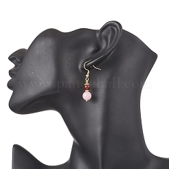 Round Natural Quartz & Carnelian Beaded Dangle Earrings&nbsp;EJEW-JE06473