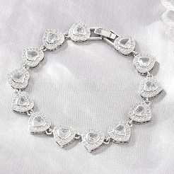 Brass Pave Cubic Zirconia Heart Tennis Bracelets for Women&nbsp;KK-CBA68DA-09P-01