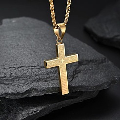 Bible Cross 304 Stainless Steel Religion Pendant Necklaces for Women Men&nbsp;FS-WGB5298-03