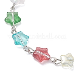 Spray Painted Glass Star Beads Link Chain Bracelets for Women&nbsp;BJEW-JB12730