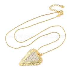 Brass Micro Pave Clear Cubic Zirconia Heart Pendant Necklaces for Women&nbsp;NJEW-D306-04G-B
