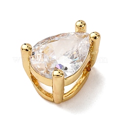 Teardrop Brass Micro Pave Cubic Zirconia Slide Charms&nbsp;KK-C119-16G-12