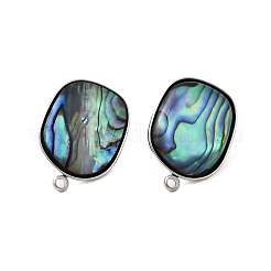 304 Stainless Steel Pave Natural Paua Shell Stud Earring Findings&nbsp;STAS-Z125-07P