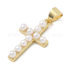 Brass & ABS Imitation Pearl Beads Pendants&nbsp;KK-A282-24G