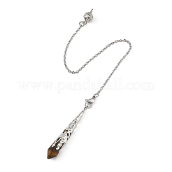 Natural Carnelian & Quartz Crystal & Amethyst & Tiger Eye & Lapis Lazuli Cone Point Dowsing Pendulums&nbsp;HJEW-JM04997