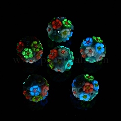 Luminous Polymer Clay Rhinestone Flower Beads&nbsp;RESI-C048-01C