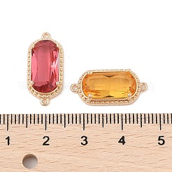 Brass Pave Glass Connector Charms&nbsp;KK-R100-02KCG