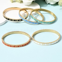 304 Stainless Steel Enamel Hinged Bangles&nbsp;BJEW-D408-45G