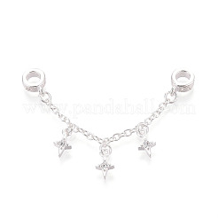 925 Sterling Silver Micro Pave Clear Cubic Zirconia Chain Extenders&nbsp;STER-N016-54S