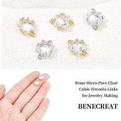 12Pcs 2 Colors Brass Micro Pave Clear Cubic Zirconia Links&nbsp;KK-BC0007-45