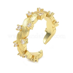 Brass Micro Pave Cubic Zirconia Cuff Open Rings&nbsp;RJEW-C163-10G
