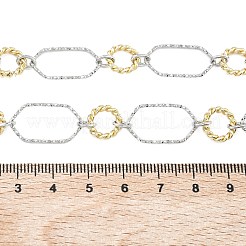 Two Tone Brass Textured Oval Link Chain Necklaces&nbsp;KK-C251-29GP