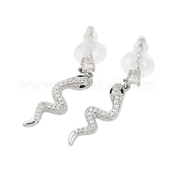 Brass Micro Pave Clear Cubic Zirconia Stud Earrings&nbsp;EJEW-P301-14P