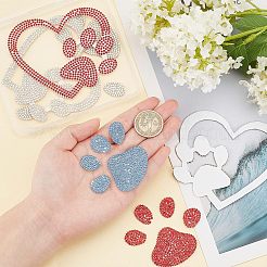 Heart & Pawprint Glitter Hotfix Rhinestone&nbsp;DIY-FG0002-29