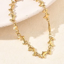 Women's 304 Stainless Steel Dolphin Link Chains Bracelets&nbsp;BJEW-G790-02G
