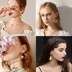 DIY Dangle Earring Making Resin Pendants with Tone Iron Findings and Brass Earring Hooks&nbsp;DIY-SC0009-24