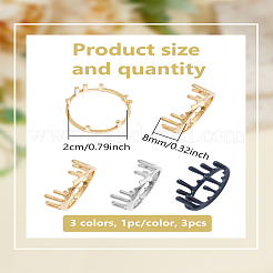 3Pcs 3 Colors Zinc Alloy Cuff Rings&nbsp;RJEW-LP0009-33
