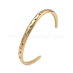 304 Stainless Steel Rhinestone Cuff Bangles for Women&nbsp;BJEW-D456-03G-02