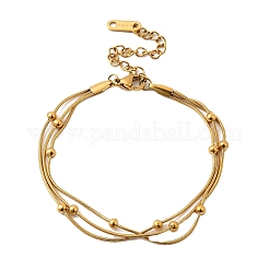 304 Stainless Steel Satellite Chains Multi-strand Bracelets for Women&nbsp;BJEW-V012-05G