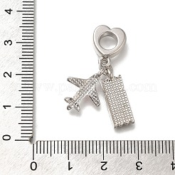 Rack Plating Alloy Pink & Black Enamel European Dangle Charms&nbsp;PALLOY-P307-23P