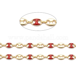 Golden Plated Alloy Enameled Coffee Bean Links Chains&nbsp;LCHA-H004-02G-B