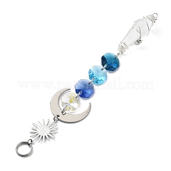Wire Wrapped Bullet Glas Pendant Decoration&nbsp;HJEW-JM03122-02