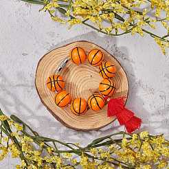 Wood Basketball Beads Pendant Decorations&nbsp;HJEW-SW00125