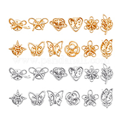 24Pcs 24 Styles Flower/Heart/Star/Butterfly/Leaf Allloy Anti-glare Lapel Pin Backs Brooches&nbsp;JEWB-PH0001-57
