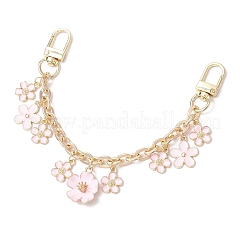 Alloy Pink Enamel Flower Pendant Cable Chain Purse Decorative Chains&nbsp;AJEW-BA00148-01