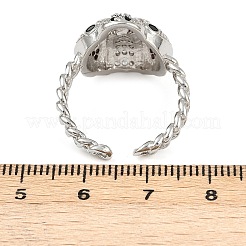 Brass Micro Pave Colorful Cubic Zirconia Cuff Rings&nbsp;RJEW-P155-03P
