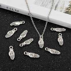 Tibetan Style Palm with Lotus Flower Alloy Pendants&nbsp;KK-P015-03AS-1