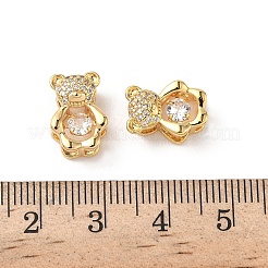 Brass Micro Pave Clear Cubic Zirconia Slide Charms&nbsp;KK-D504-17G