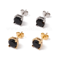 6 Pairs Cubic Zirconia Flat Round Stud Earrings&nbsp;EJEW-G291-04A-M
