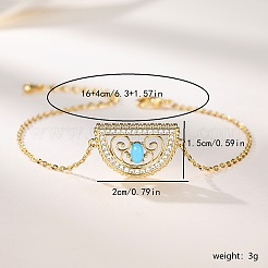 Brass Micro Pave Clear Cubic Zirconia Link Bracelets&nbsp;RY3838-2