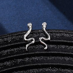 925 Sterling Silver Clear Cubic Zirconia Stud Earrings&nbsp;EJEW-F368-01P
